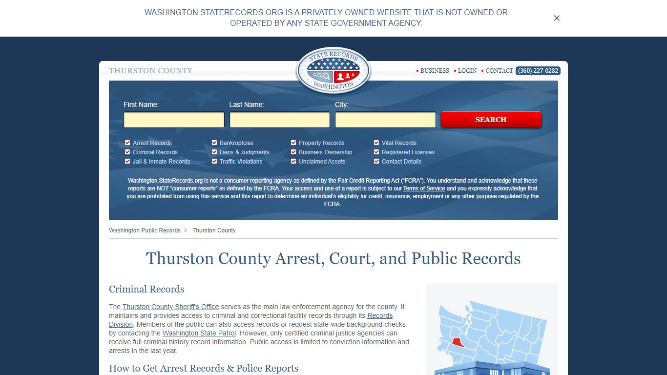 Thurston County Arrest, Court, and Public Records