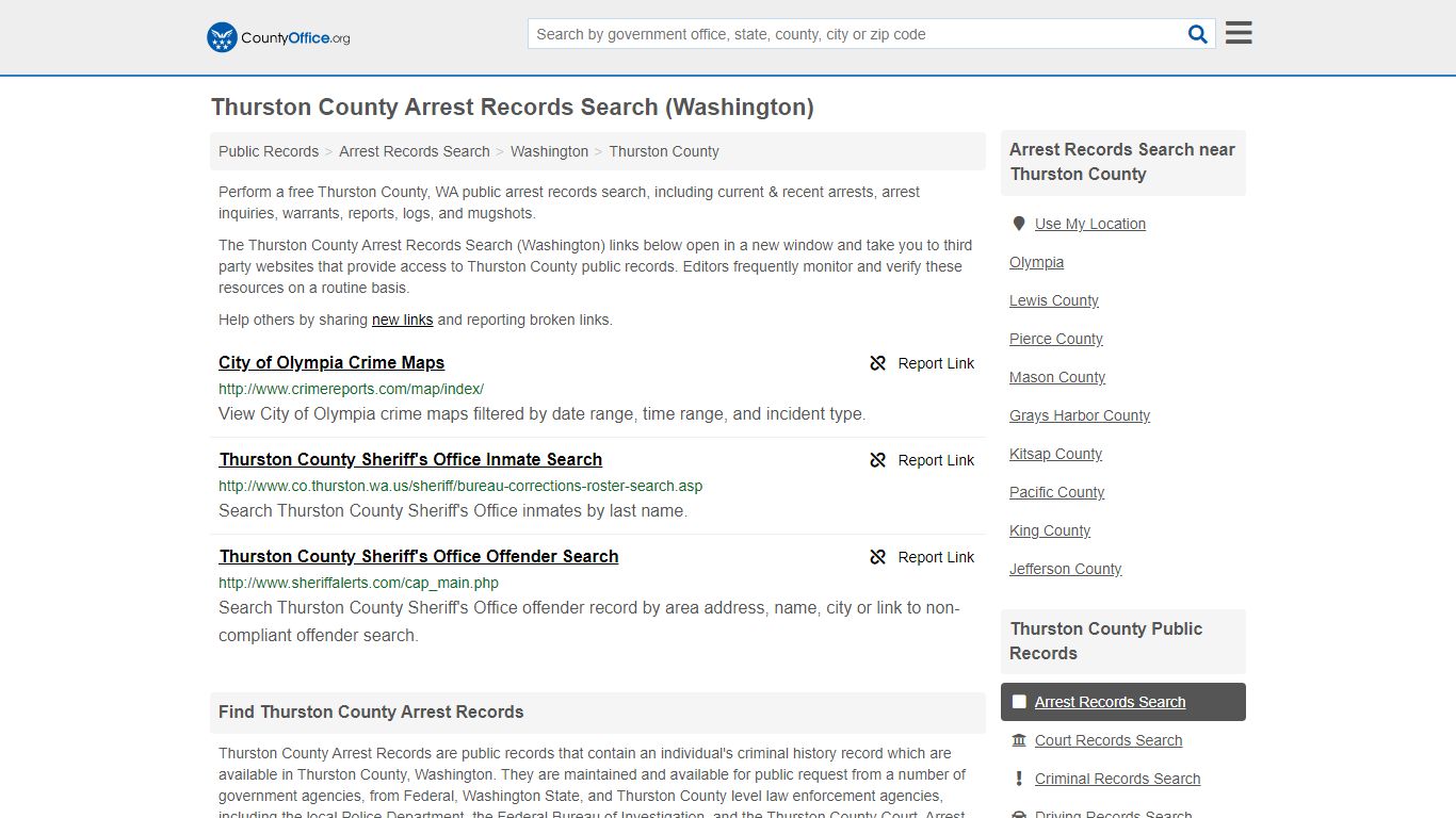 Arrest Records Search - Thurston County, WA (Arrests ...