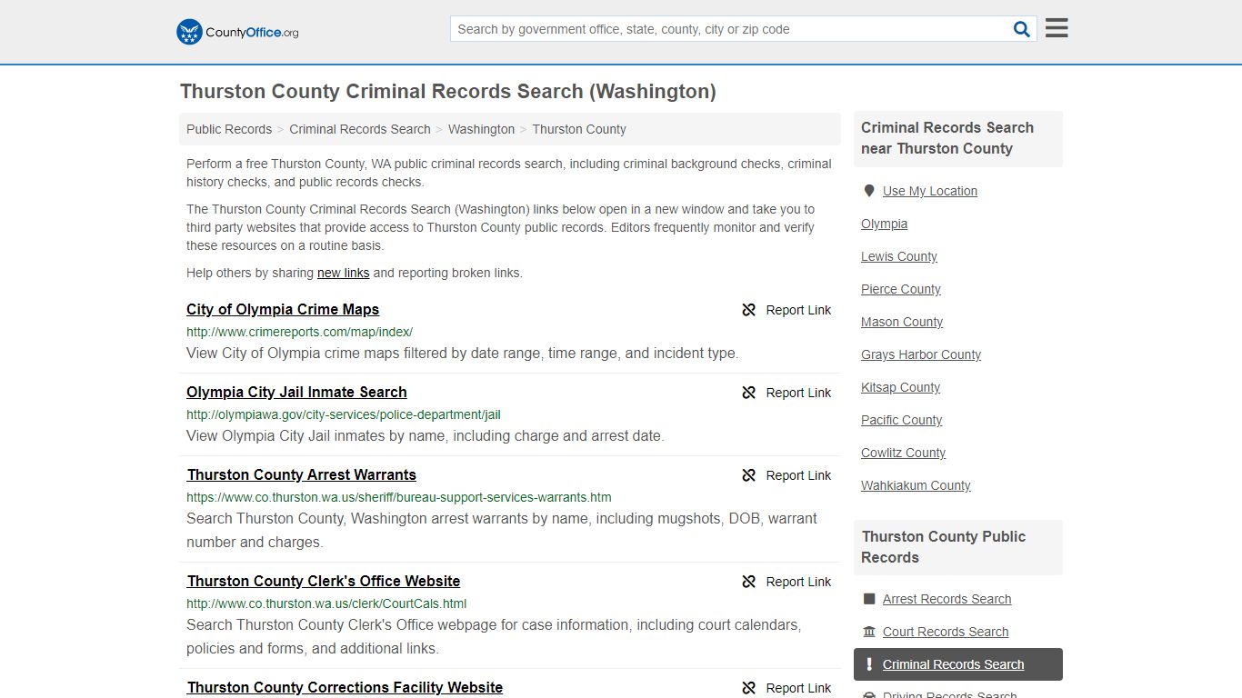 Criminal Records Search - Thurston County, WA (Arrests ...